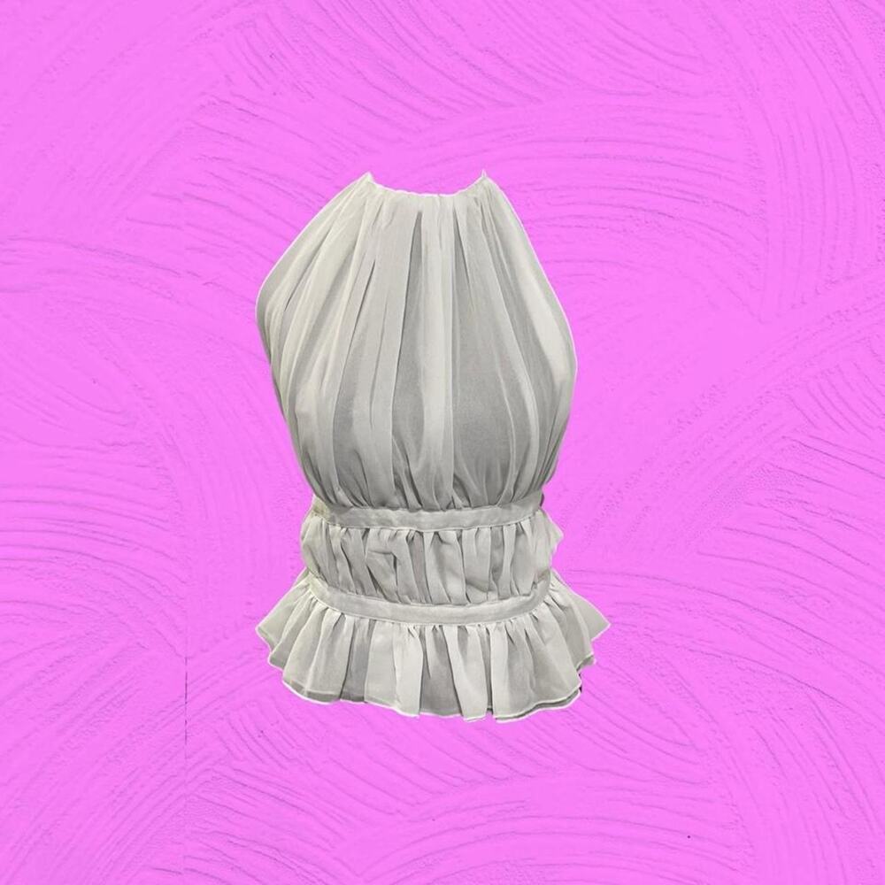 Y2k Dtyle White Chiffon Halter